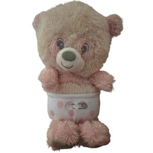 First & Main Cream Pink Plush Panda Bear Rattle In Diaper 9” Teddy Lovey 2985